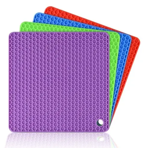 SQUARE SILICON HOT MAT (SET OF 4)