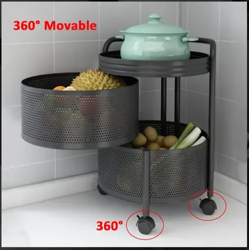 [BG-201 D] ROTATING TROLLEY ROUND 2 TIER  