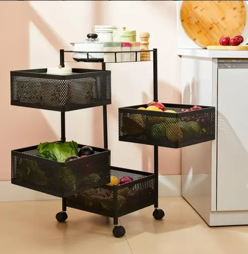 [BG-202 B] ROTATING TROLLEY SQUARE 4 TIER 