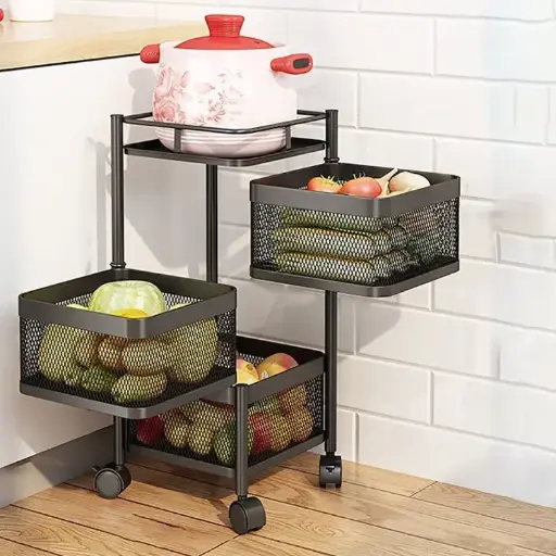 [BG-202 C] ROTATING TROLLEY SQUARE 3 TIER 