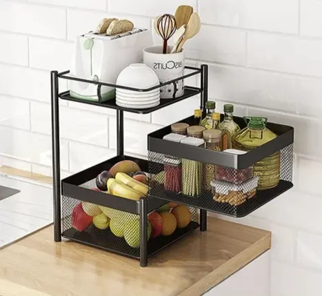 [BG-202 D] ROTATING TROLLEY SQUARE 2 TIER 