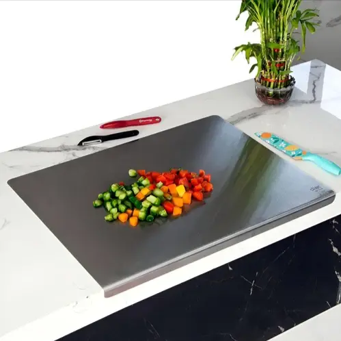 [BG-601 C]  SS 202 BENT CHOPPING BOARD SMALL (35.5x31CM)