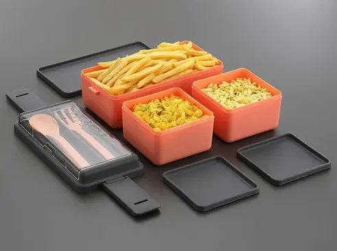 [BG-1203] 2 LAYER, 3 COMPARTMENT DELICIOUS LUNCH BOX