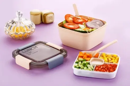 [BG-1204] SMALL GRID DOUBLE LAYER LUNCH BOX